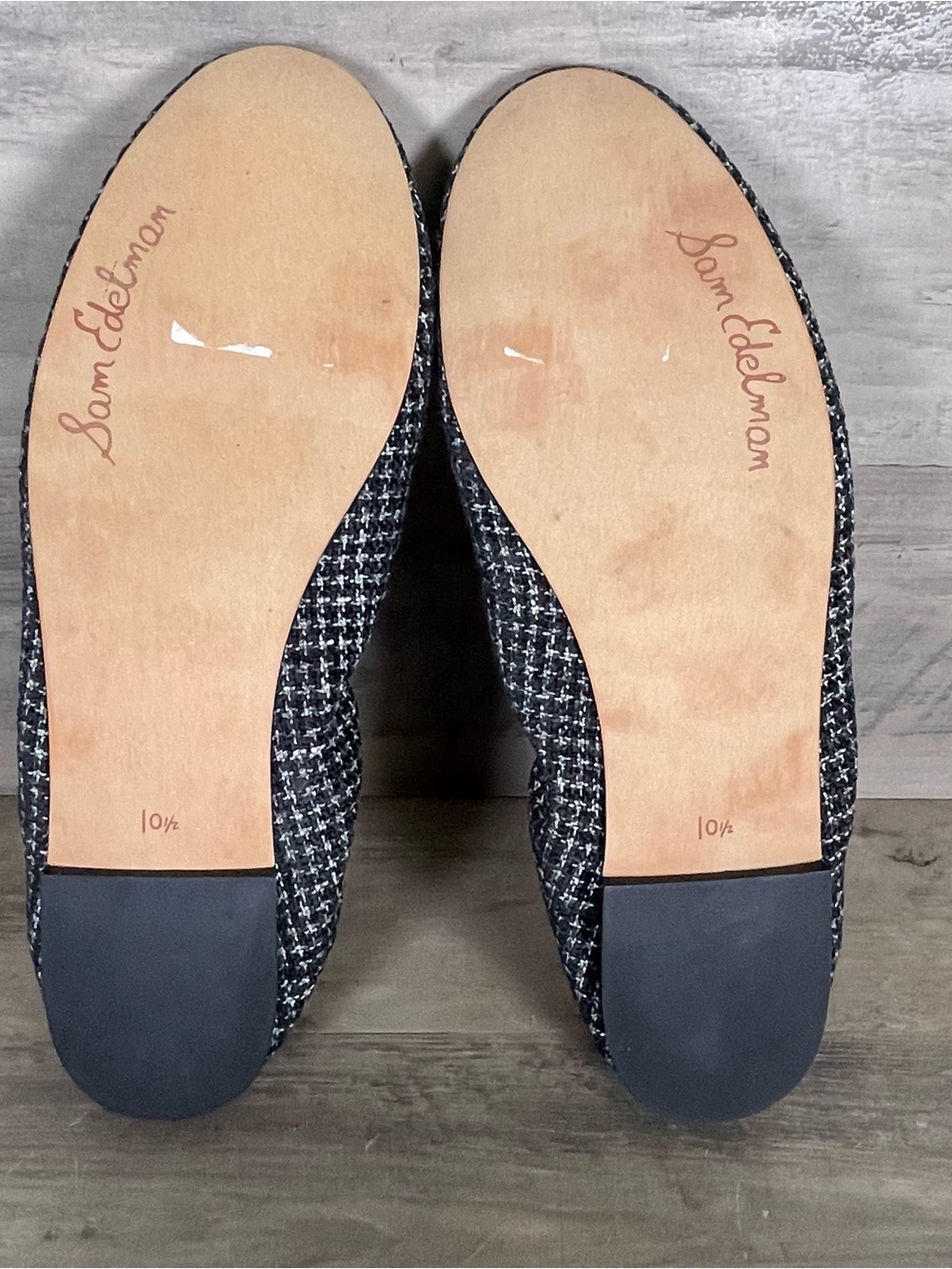 Sam Edelman Felicia Flats Womens 10.5 Tweed Black White Bow Ballet Flats Slip On - Picture 9 of 10